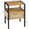 Acekool Rattan Nightstand with Drawer, Solid Wood Legs, Farmhouse Small Side Table for Bedroom and Living Room, Natural Finish, 15.75" - 2 of 4