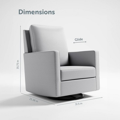 Fog Gray Upholstered Swivel Glider with Arm Rest