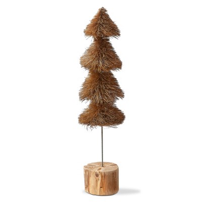 tagltd Sisal Christmas Tree Decorations for Tabletop or Mantel Medium Taupe 15 inch