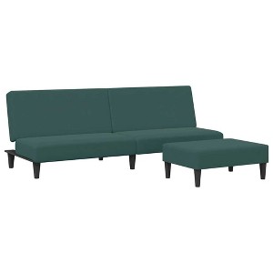 vidaXL Velvet 2-Seater Sofa Bed and Footstool - Dark Green | Convertible Sleeper Sofa | Cozy and Adjustable for Lounge, Living Room - 1 of 4