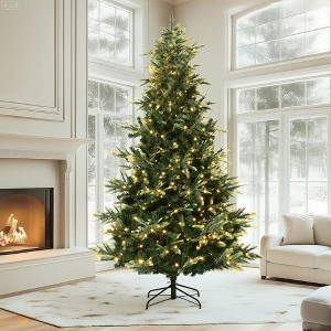Pre-lit Artificial Christmas Tree w/Incandescent Warm White Lights,Snow Flocked Full Prelighted Xmas Tree Automatic Branch Tips,Foldable Stand - 1 of 4