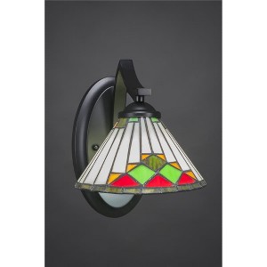 Toltec Lighting Zilo 1 - Light Sconce in  Matte Black with 7" Green Sunray Art Glass Shade - 1 of 1