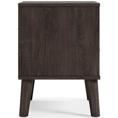Contemporary Two-Toned Beige & Black Nightstand with Open Shelving