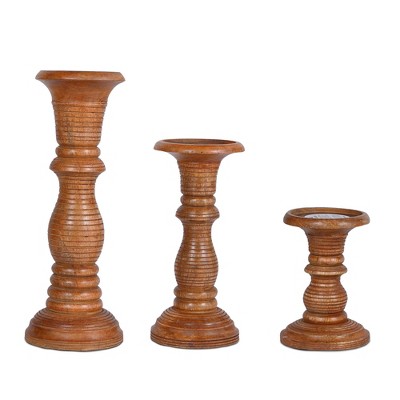 Mela Artisans Jha Brown Set of 3 Candleholders