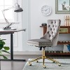 Task Chairs With Wheels Velvet Upholstered Comfy High Back Study Chair Armless Home Office Chair With Golden Metal Base-The Pop Home - 2 of 4