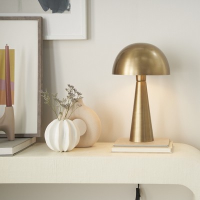 Nourison 16" Antique Gold Iron Mushroom Table Lamp