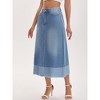 INSPIRE CHIC Women's Denim High Waist Spring Causal Panel Hem A-Line Maxi Jean Skirts - 2 of 4