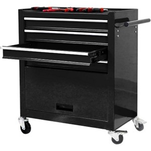 Professional 4-Drawer Rolling Tool Chest, Heavy-Duty Modular Tool Cabinet with Locking Wheels, Workshop Organizer for Garage & Repair Shop, Black - 1 of 4