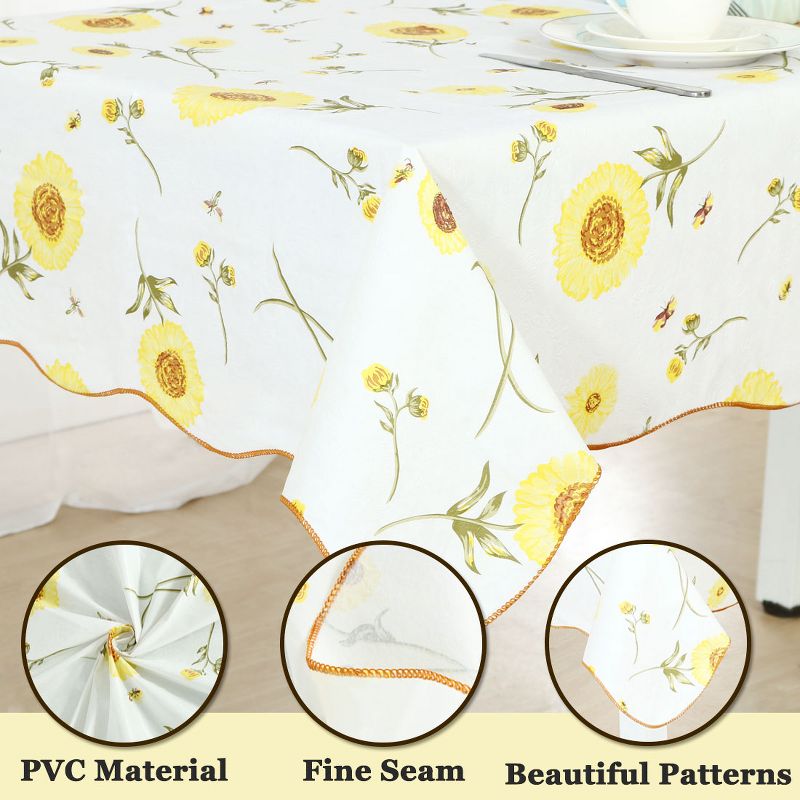 PiccoCasa Rectangle Vinyl Water Oil Resistant Printed Tablecloths Yellow 54"x71", 2 of 4