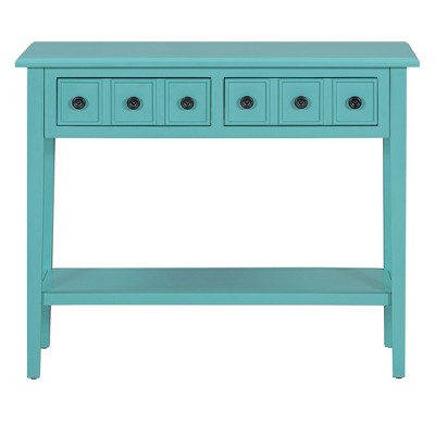 VYNXARIA 48-Inch Teal Console Table with Drawers and Open Shelf