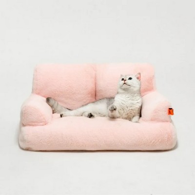 Mewoofun Pet Beds Washable Pet Couch Bed for Medium Small Dogs Cats, with Durable Non Slip Bottom and Fluffy Design, Pink, 26"*14.5"*13"