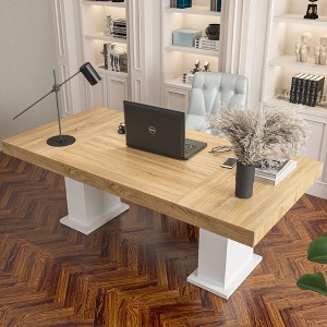 FUFU&GAGA Practical Large Wooden Desk Computer Desk Office Desk White Base - 1 of 4