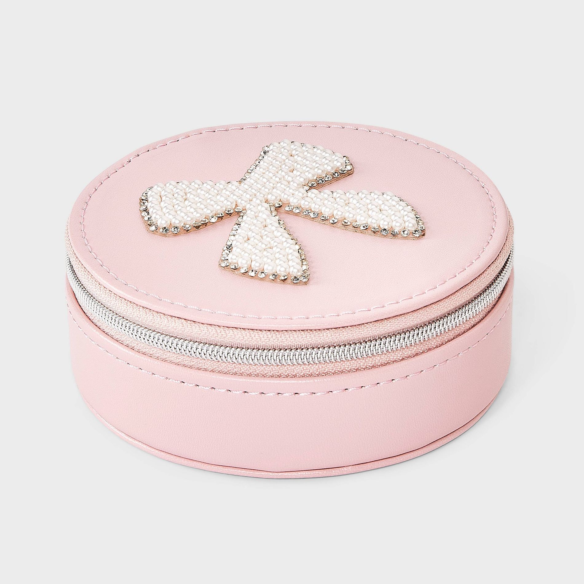 Round Travel Jewelry Organizer with Pearl Bow - A New Day™ Pink