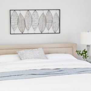 Metal Leaf Wall Decor with Black Frame Black - Olivia & May: Iron Artwork, Nature Inspired, Indoor Display - 1 of 4