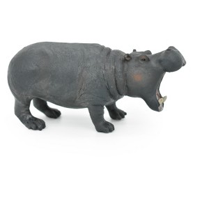 Collectible Wildlife Gifts | Hippo Toy, Hippopotamus, Africa, Museum Quality Rubber Figure, Model, Educational, Animal, Hand Painted, 5" CH121 BB96 - 1 of 4