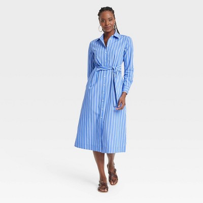 Women's Long Sleeve Tie-Front Midi Shirtdress - Universal Thread™