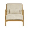 Natural Wooden Lounge Chair with Ribbed Corduroy Upholstery and Cushion for Living Room, Bedroom or Reading Corner-The Pop Home - 2 of 4
