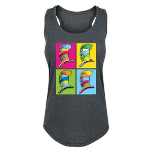 Women's - Dr. Seuss - Cat In the Hat Color Block Hats Graphic Racerback Tank - 1 of 4