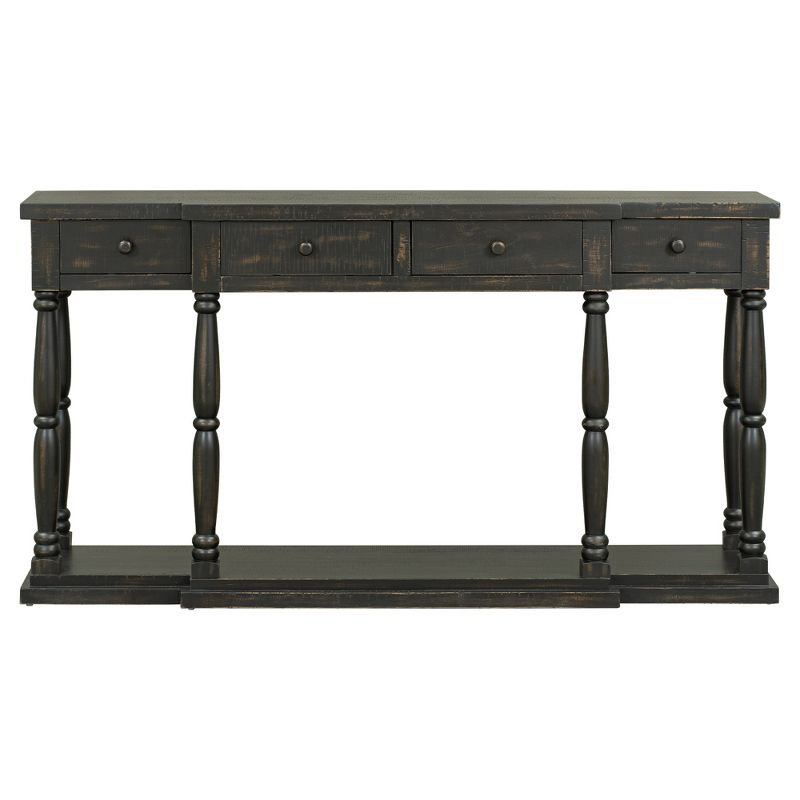 Retro Premium Console Table with 4 Front Storage Drawers and 1 Shelf for Hallway, Living Room - ModernLuxe, 4 of 13