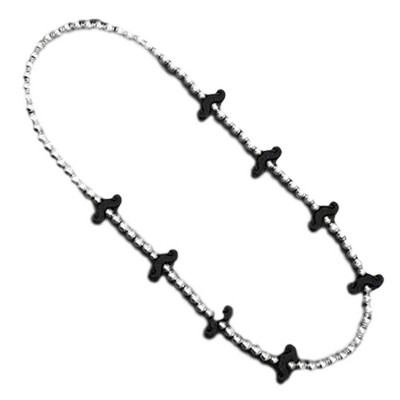 Magic Matt’s Brilliant Blinkys Black Mustache Beaded Silver and Black Necklace