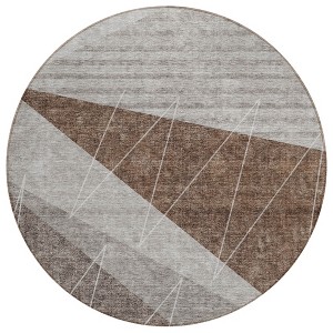 Gray Silver And Taupe Geometric Washable Indoor Outdoor Area Rug - 1 of 4