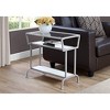 Monarch Specialties Accent Table Side End Narrow Small 2 Tier Living Room Bedroom Metal Tempered Glass Laminate White Grey Contemporary Modern - 2 of 4