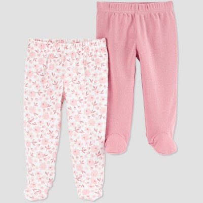 Image of Baby Girls' 2pk Floral Pull-On Pants - Just One You® made by carter's Pink Newborn