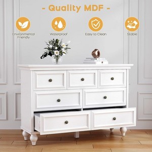 Jojoka French Vintage Dresser with 7 Drawers Wood Chest for Bedroom Living Room Hallway Nursery and Closet in White Classic Timeless Design - 1 of 4