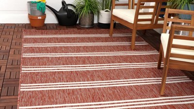 Pink and Aqua Geometric 9' x 12' Outdoor Rug