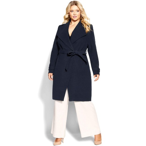 City Chic Women s Plus Size So Sleek Coat Navy 22w Target