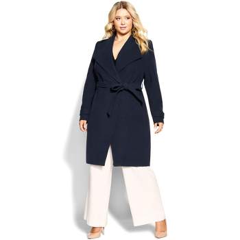 Women's Plus Size  So Sleek Coat - navy | CITY CHIC