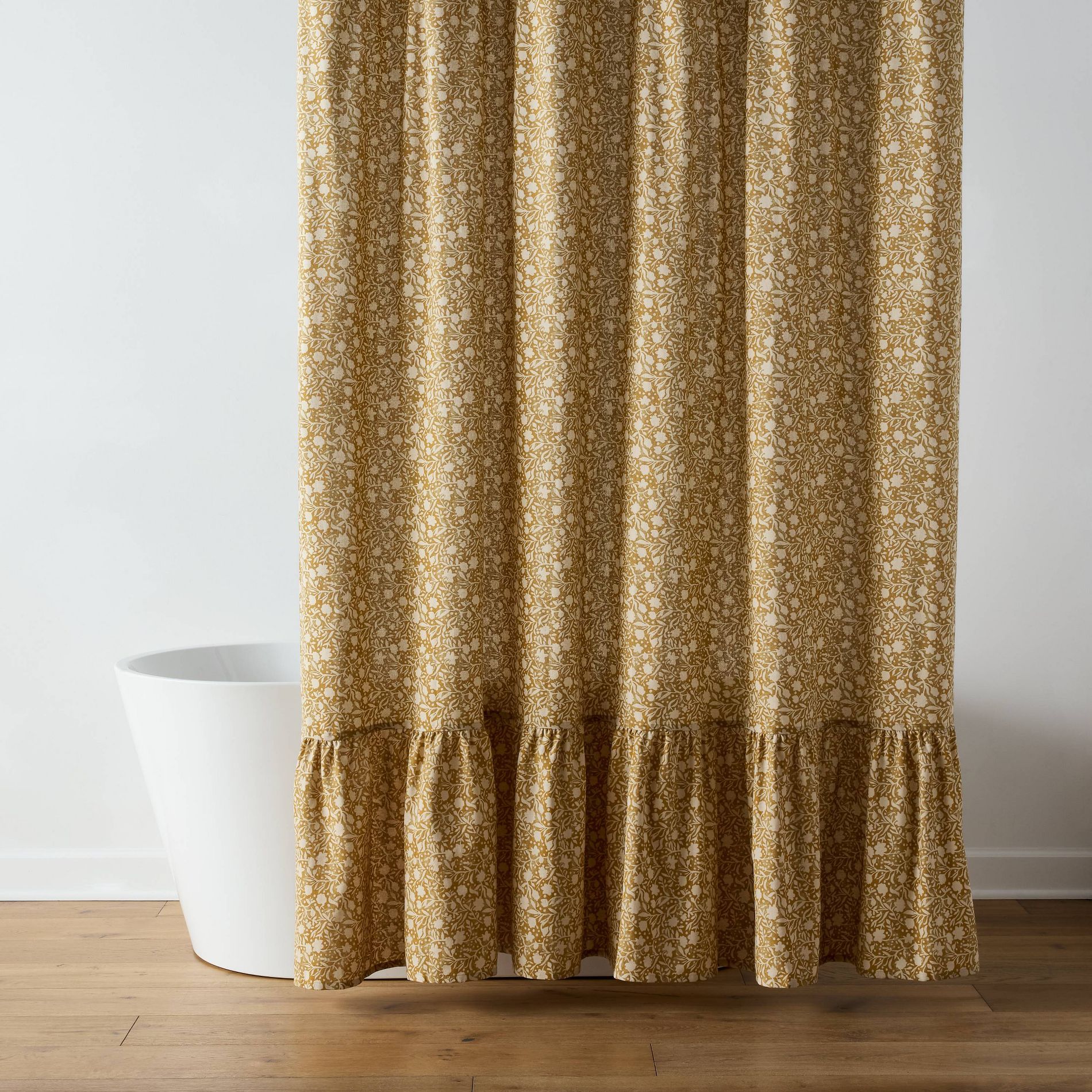 72"x72" Floral Dot Ruffle Harvest Shower Curtain Gold - Threshold™