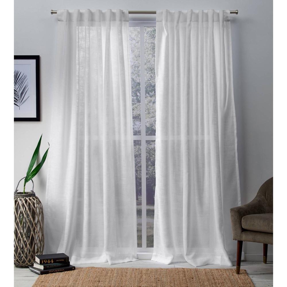 Photos - Curtains & Drapes Set of 2  Bella Sheer Hidden Tab Top Curtain Panel White - Exclu(108"x54")