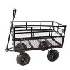 VYNXARIA Wagon Cart Garden cart trucks make it easier to transport firewood,black double fence utility cart - 2 of 4