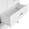 Okak Minimalism 7-Drawer Bedroom Dresser, High Glossy Surface, Storage Cabinet of Drawer with Golden Handle & Steel Legs, Matte White - 4 of 4