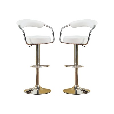 Simple Relax Adjustable Faux Leather Bar Stools White Set of 2