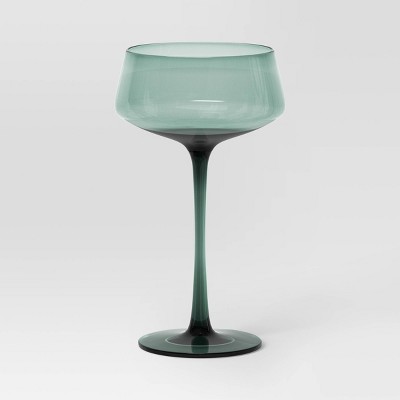 9.8oz Cocktail Coupe Glass Teal - Threshold™: Lead-Free Martini Drinkware, Dishwasher-Safe, Recycled Content