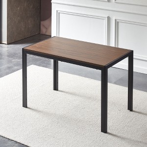 Vynxaria Creative Design Rectangular Dining Table, Veneered MDF Wood Structure, Walnut Finish, Stylish for Home Dining Spaces - 1 of 4