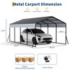 10x15 FT Metal Carport, Heavy Duty Carports Canopy with Galvanized Steel Frame & Roof, Outdoor Garage Car Port All-Weather, Outdoor Galvanized Shelter - 2 of 4