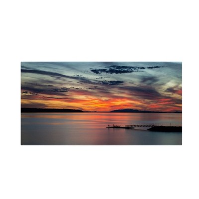 16" x 32" Sunset Pier by Pierre Leclerc - Trademark Fine Art