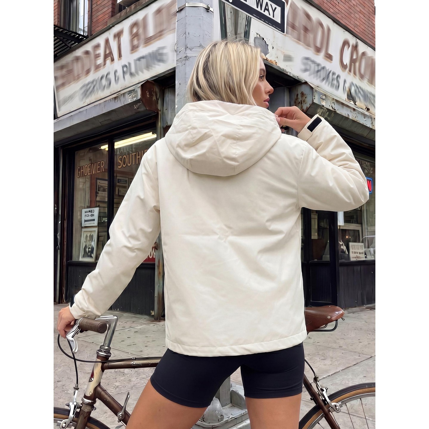 Женская куртка INSPIRE CHIC Lightweight Waterproof Windbreaker Adjustable Hood Front Zipper Pocket Jackets M White, цвет: Белый — фото 3
