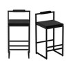 SKRAN Modern Bar Stools Upholstered Velvet Set of 2 With Footrest & Back Support Durable For Entertainment Or Daily Use - 4 of 4