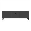 MYINDA 68.9'' Modern TV Stand for TVs up to 75 Inches, Entertainment Center Media Console with Fluted Glass Doors for Living room, Black - 3 of 4