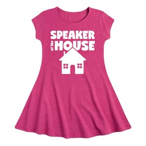 Girls' - Instant Message - Speaker Of The House Fit & Flair Cap Sleeve Graphic Dress - 1 of 4