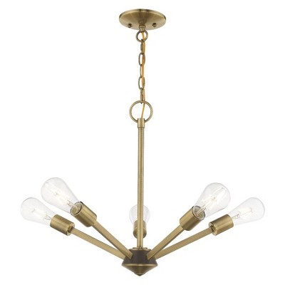 Livex Lighting Prague 5 - Light Chandelier in  Antique Brass/Bronze