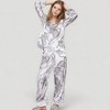 Anna-Kaci Lounge Women's Cheetah Print Woven Pajama Set with Long Sleeve Button Down Top and Relaxed Fit Straight Leg Pants - 3 of 4