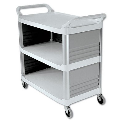 Rubbermaid Commercial FG409300OWHT Xtra 300 lbs. Capacity 3-Shelf Utility Cart - Off-White