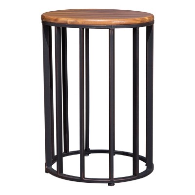 Vynxaria Patio End Tables - 15-Inch Natural Cylindrical Side Table with Rustic Charm