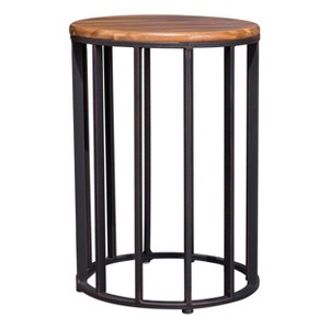 Vynxaria Patio End Tables - 15-Inch Natural Cylindrical Side Table with Rustic Charm - 1 of 4