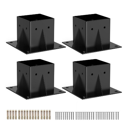 Prefessional Pergola Brackets Kit 4''x4''(Inner Size 3.6x3.6), Right Angle Corner Bracket Woodworks DIY Post Bracket, Easy Installation